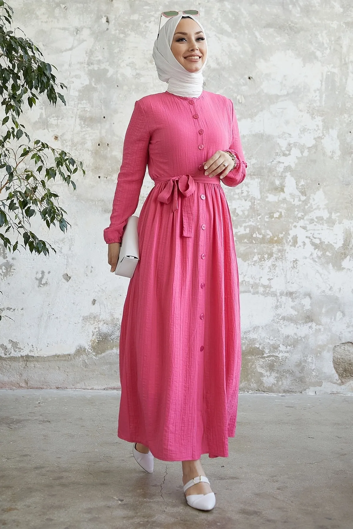 InStyle  Lemina-Kleid mit Gürtel – Fuchsia
