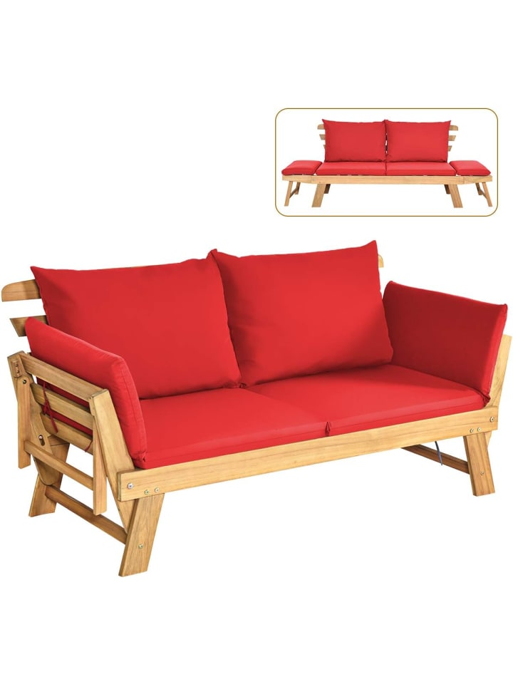 COSTWAY Gartenbank Schlafsofa in Rot günstig kaufen onesize
