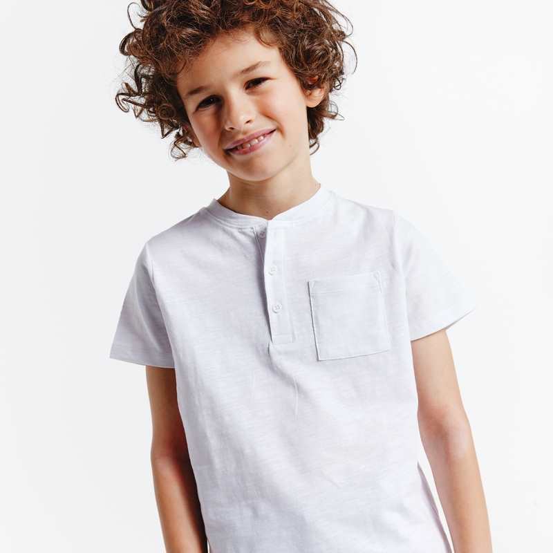 T-shirt tunisien uni blanc garçon