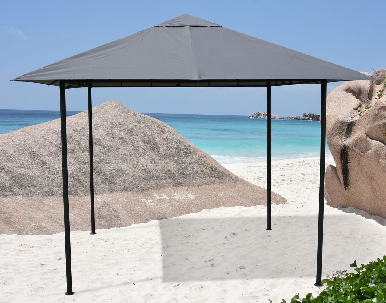 Grasekamp Antikpavillon Amalfi Flex 3 x 3 m Grau Gartenpavillon Partyzelt