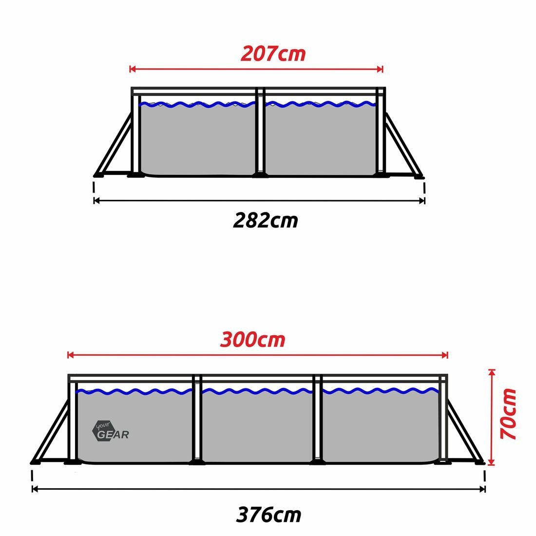 yourGEAR Rechteckpool yourGEAR Familien Pool 3x2x0,7m Schwimmbecken Schwimmbad Planschbecken