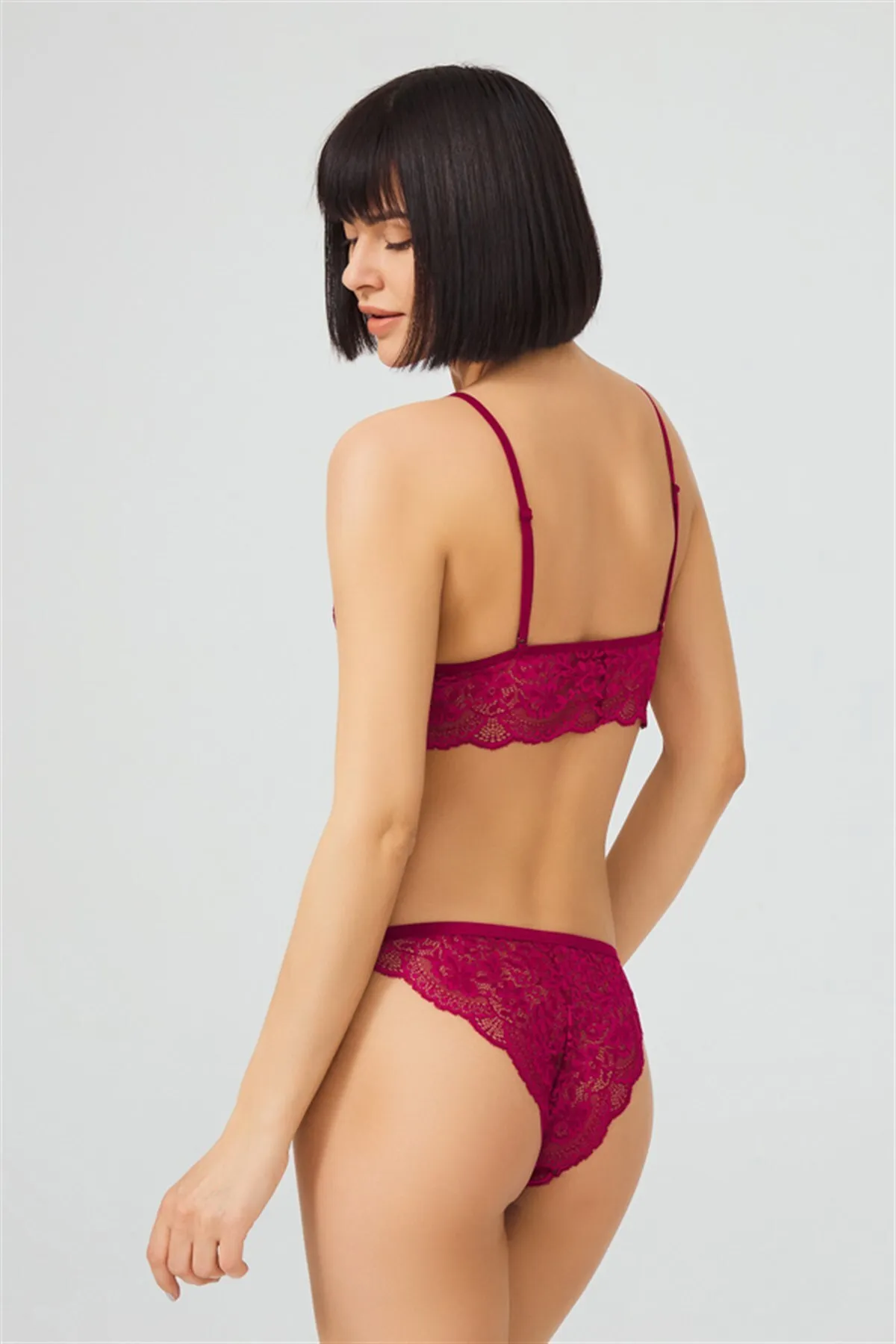 Cottonhill  Transparentes, bügelloses BH-Set mit Kirschspitze für Damen