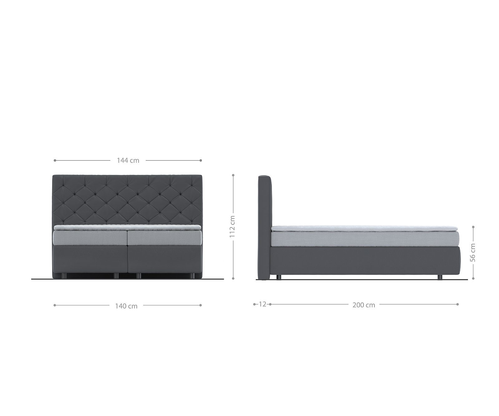 DELIFE Boxspringbett Dream-Great, Kunstleder Weiß 140x200 cm mit Matratze und Topper