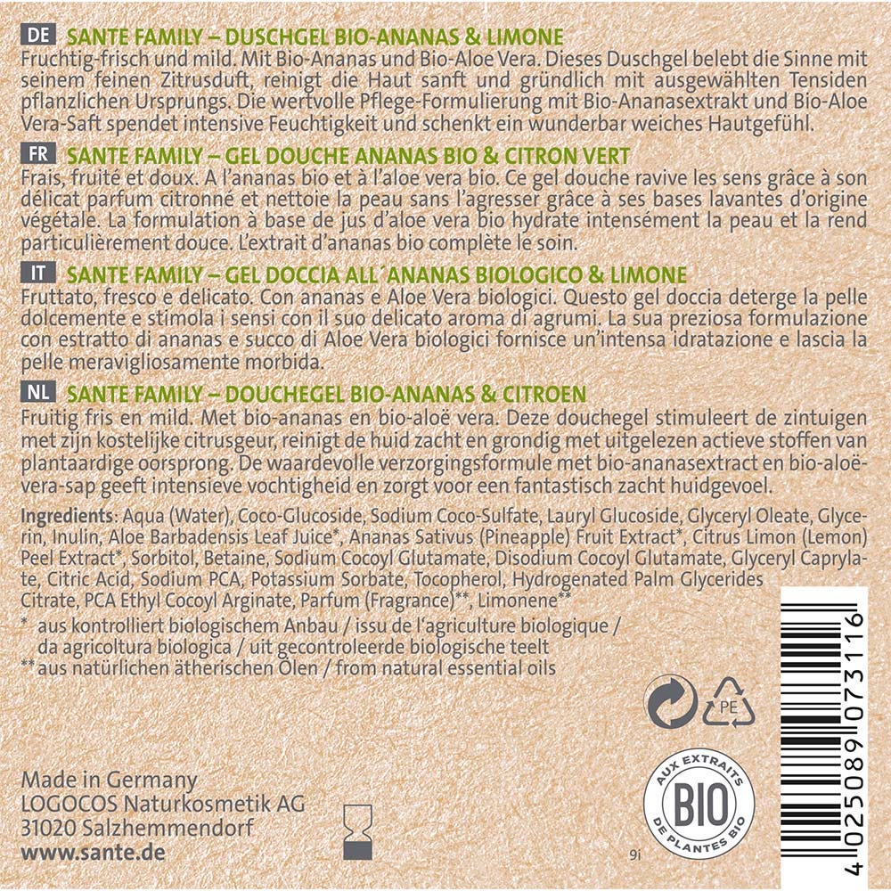 SANTE FAMILY Duschgel Bio-Ananas & Limone 500 ml
