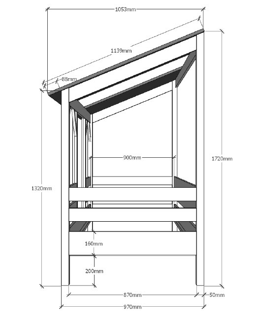 VIPACK Hausbett mit 90 x 200 cm Liegefläche, offenes Dach in Weiß