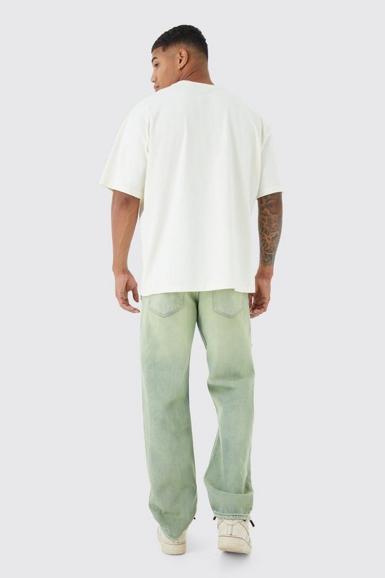 Lockere getönte Jeans mit Rissen