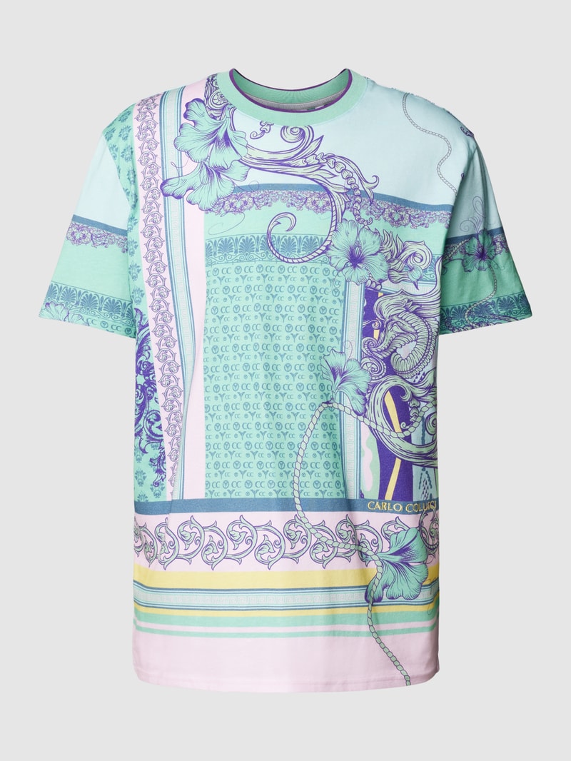 T-Shirt mit Allover-Muster in helltürkis