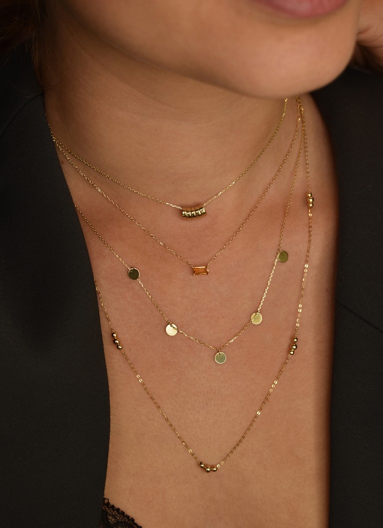 Jackie 14K zelta diska kaklarota, kas izgatavota no 14 karātu dzeltenā zelta
