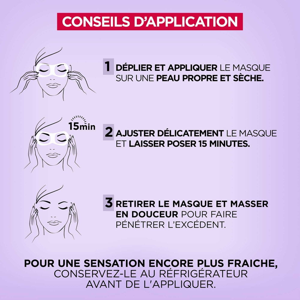 L'Oréal Paris Revitalift Filler Masque Tissu Anti-Âge au Sérum Yeux Rafraîchissant