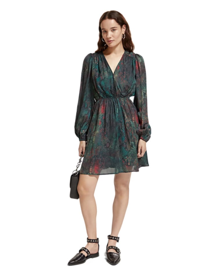 Scotch & Soda Kleid in Schwarz/ Petrol/ Rot günstig kaufen