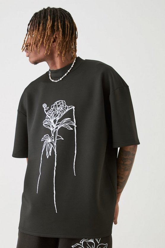 Tall florales Oversize Scuba T-Shirt