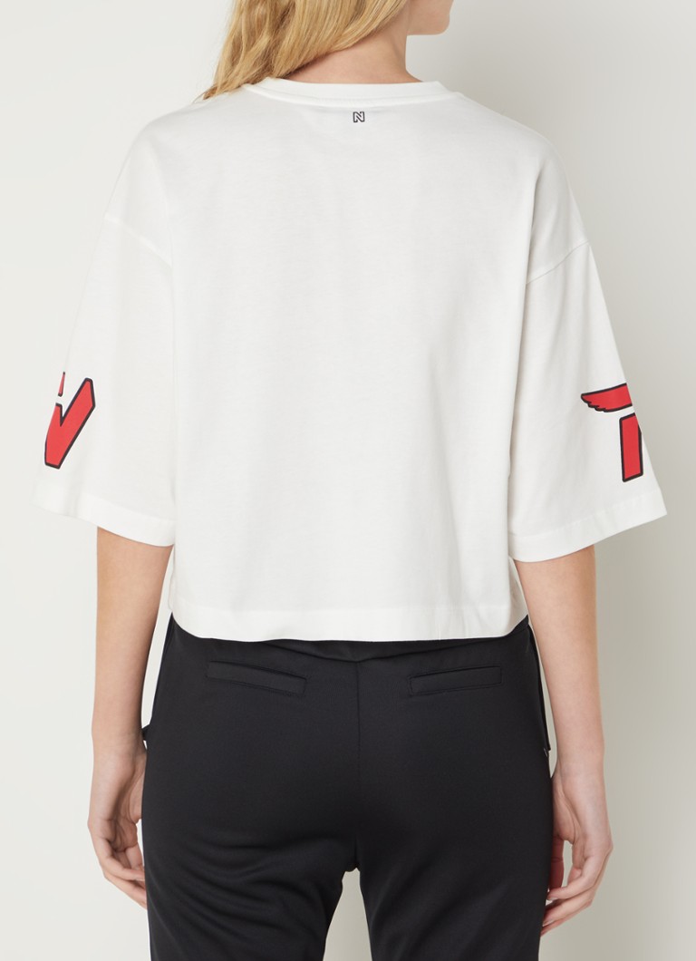 NIKKIE Star cropped T-shirt with logo print