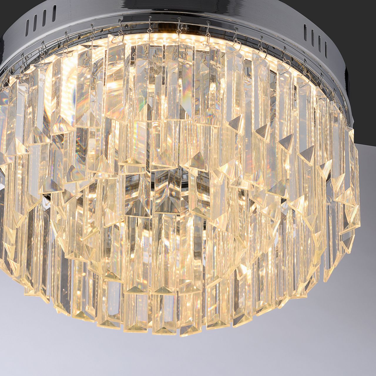 Paul Neuhaus LED Deckenleuchte KRISTA, stufenlos dimmbar, mit Kristallbehang, Ø32 cm, Chrom