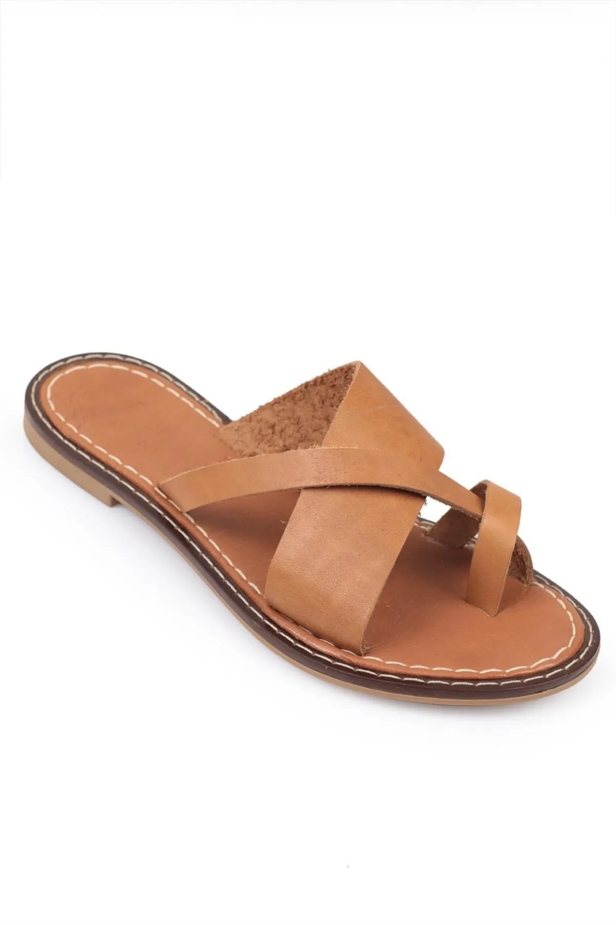 Capone Outfitters  Capone 888 Damen-Hausschuhe aus echtem Leder, Bodrum Tan