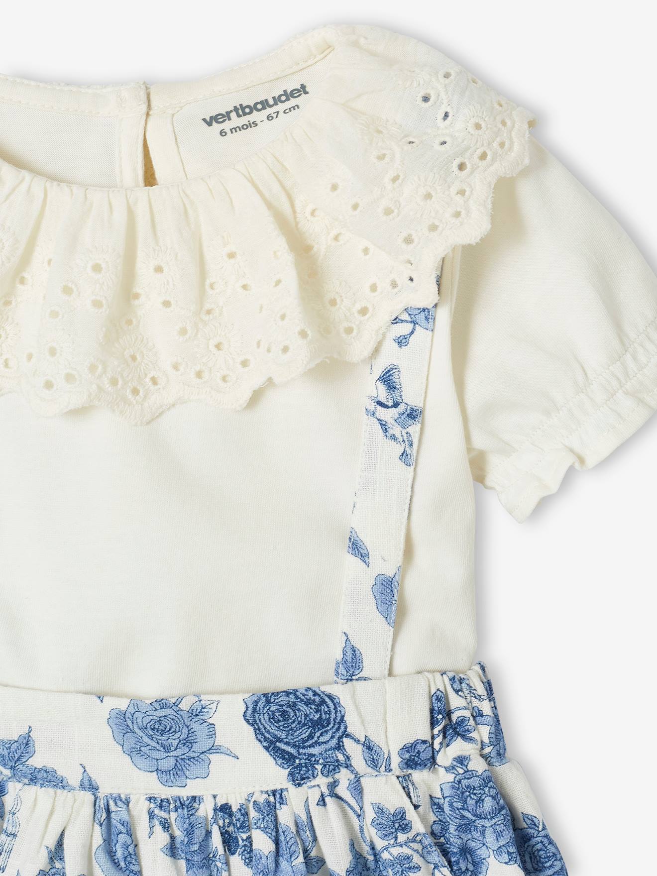 Ensemble de cérémonie bébé jupe et T-shirt écru