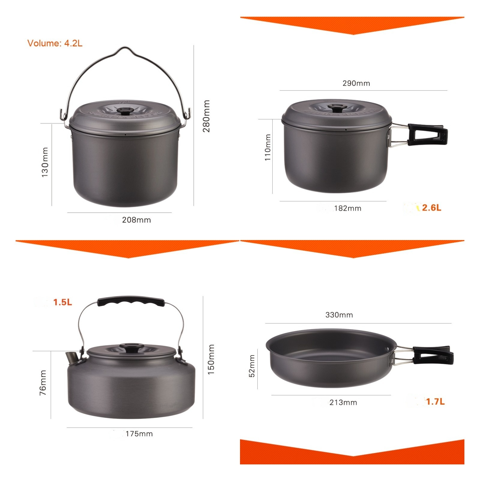 Bulin Camping Kochtopf25-Teilig Topfset