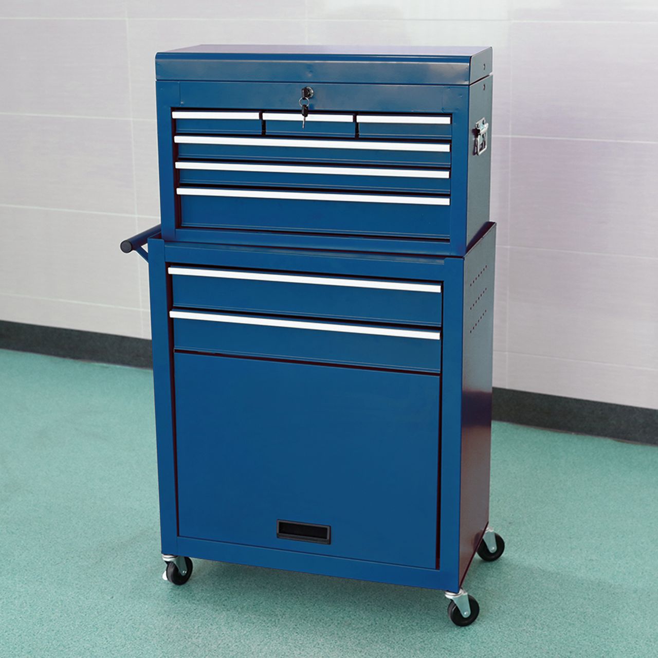 Tech Craft Tech Craft 2 in 1 Werkstattwagen - blau, 7 Schubladen