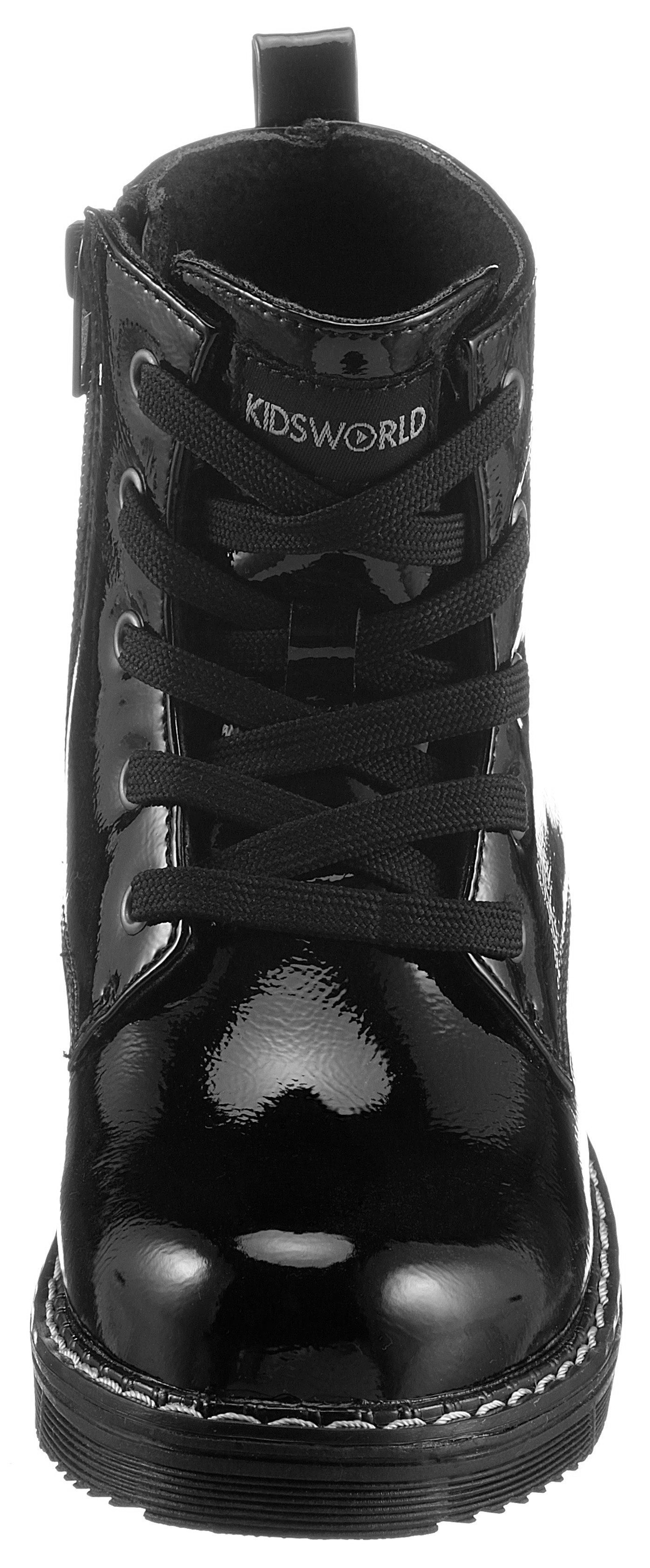 KIDSWORLD Schnürstiefel in glänzender Lack-Optik
