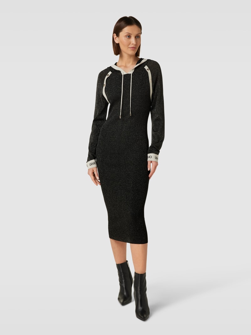 Midikleid mit Effektgarn in metallic schwarz