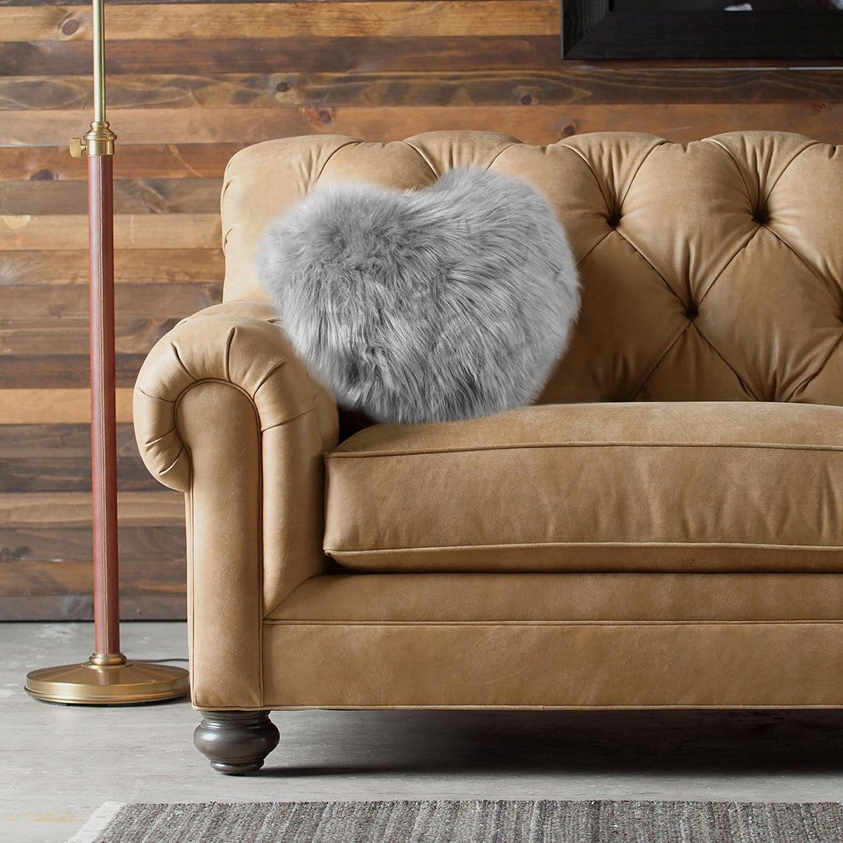 flowgoer Sitzkissen 40 x 45 cm großes Herzkissen, weicher, flauschiger langer Plüsch, Liebes-Wurfkissen für Schlafzimmer-Sofa-Couch-Geschenk