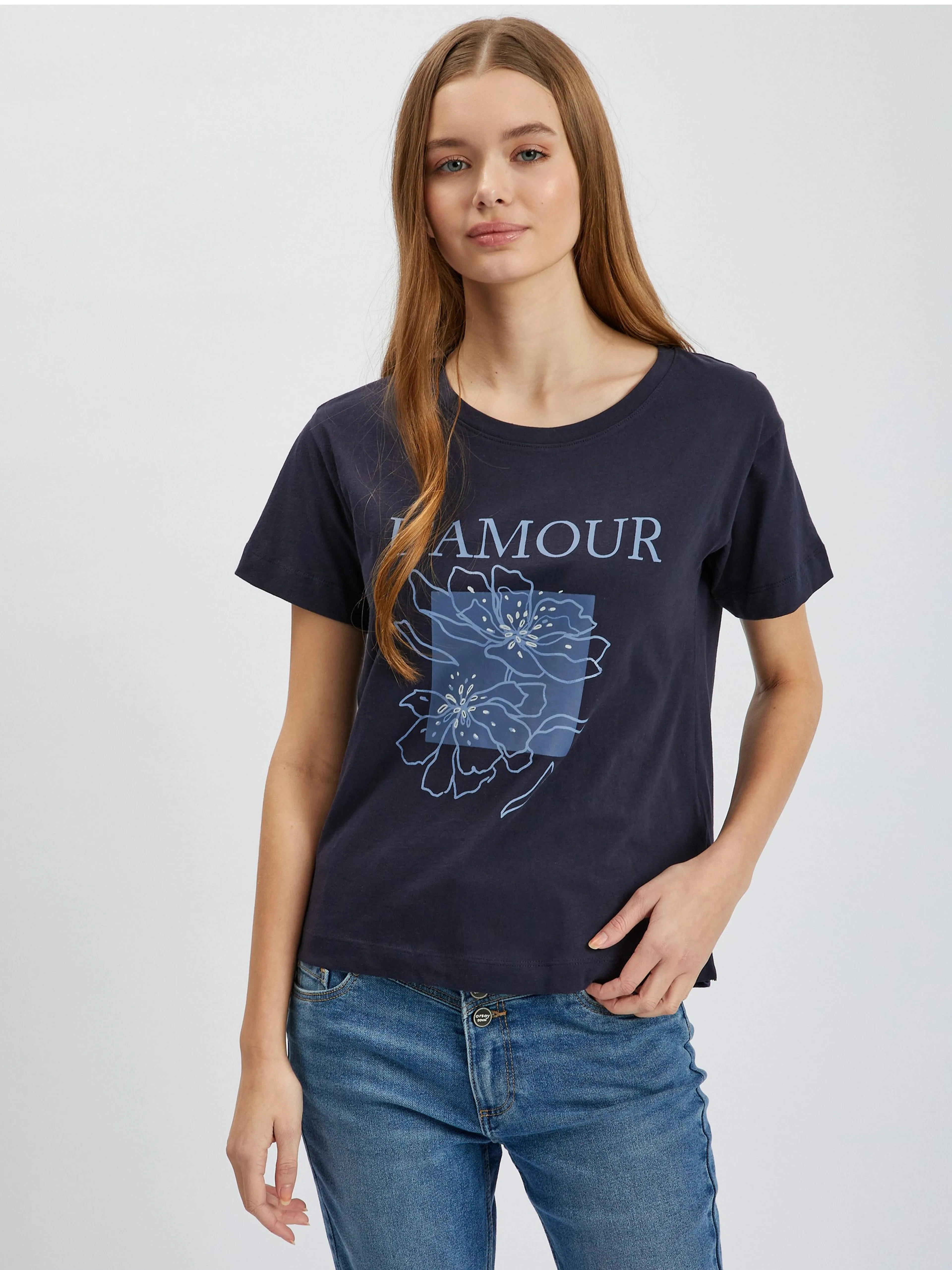 Dunkelblaues Damen-T-Shirt ORSAY