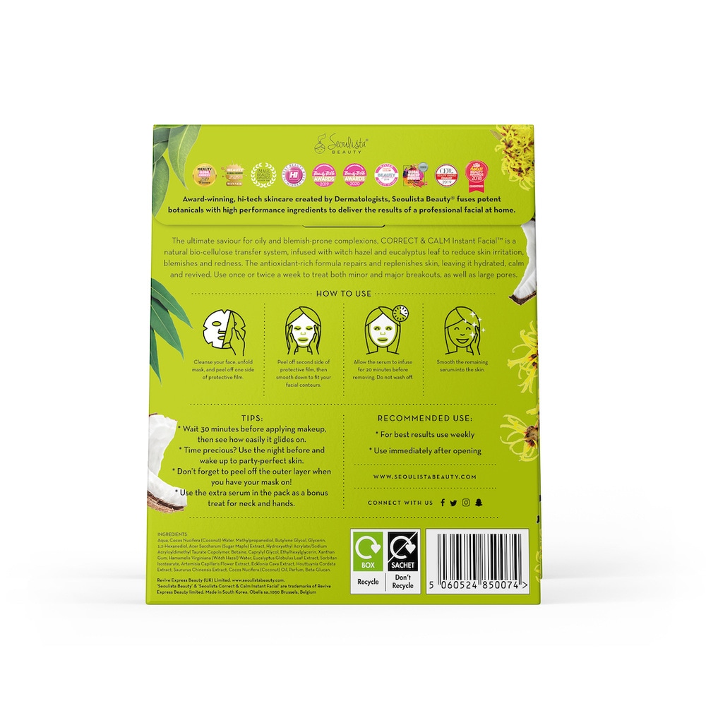 seoulista beauty Seoulista Beauty Correct & Calm InstantFacial - Multi Pack 3's -  Save 10% Masque visage