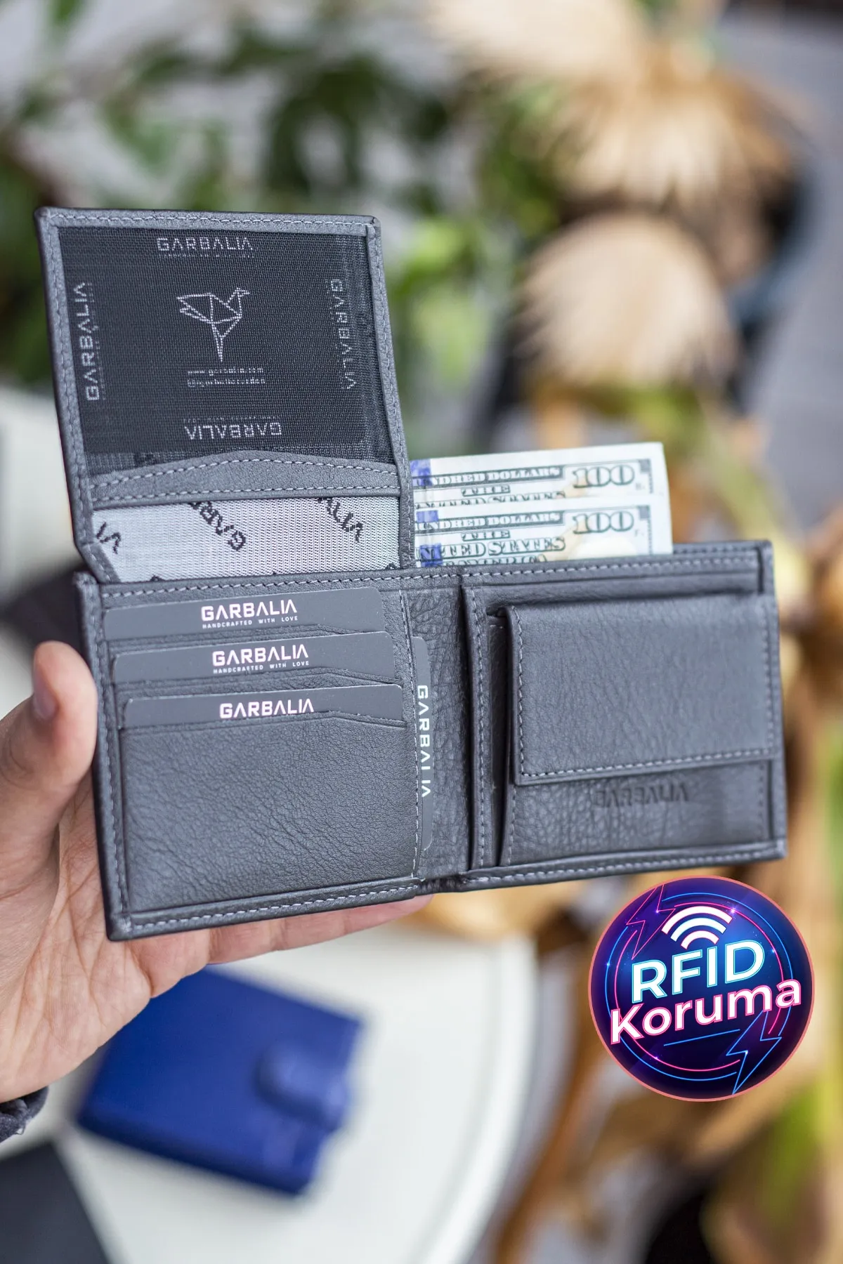 Garbalia  Jackson Portemonnaie aus echtem Leder mit RFID-Schutz in Anthrazit und Münzfach