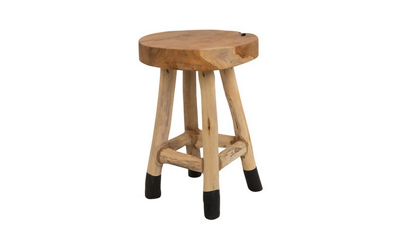 Zuiver Bauernschrank Hocker Teak massiv D 30 cm
