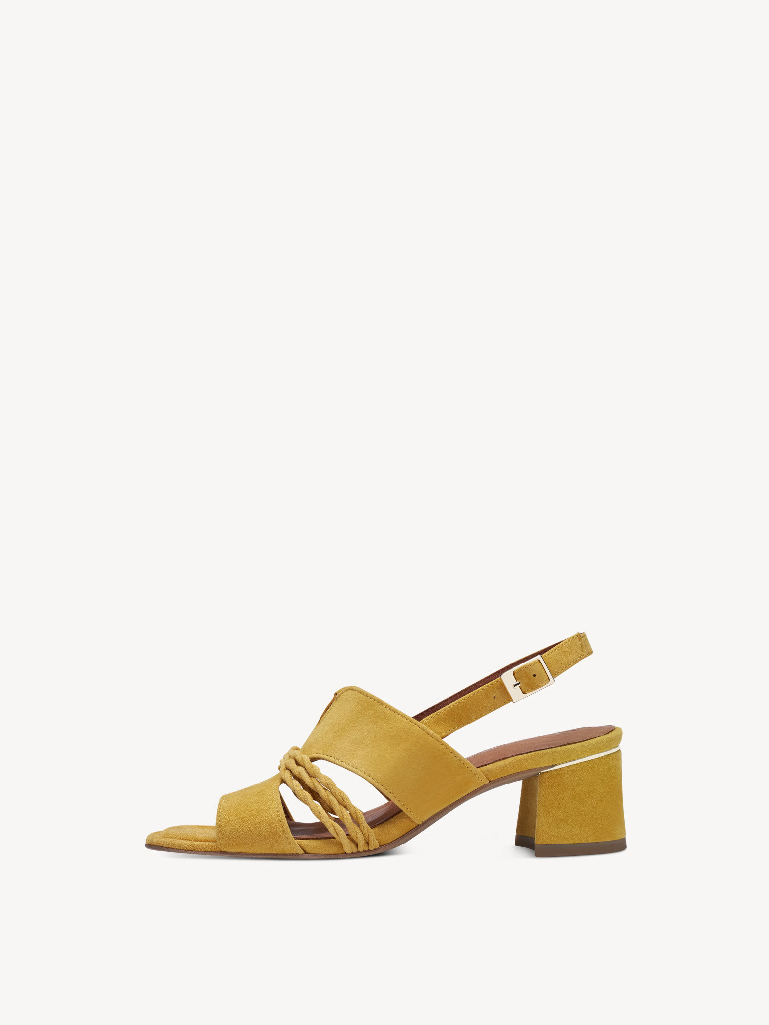 Sandale à talon en cuir - jaune