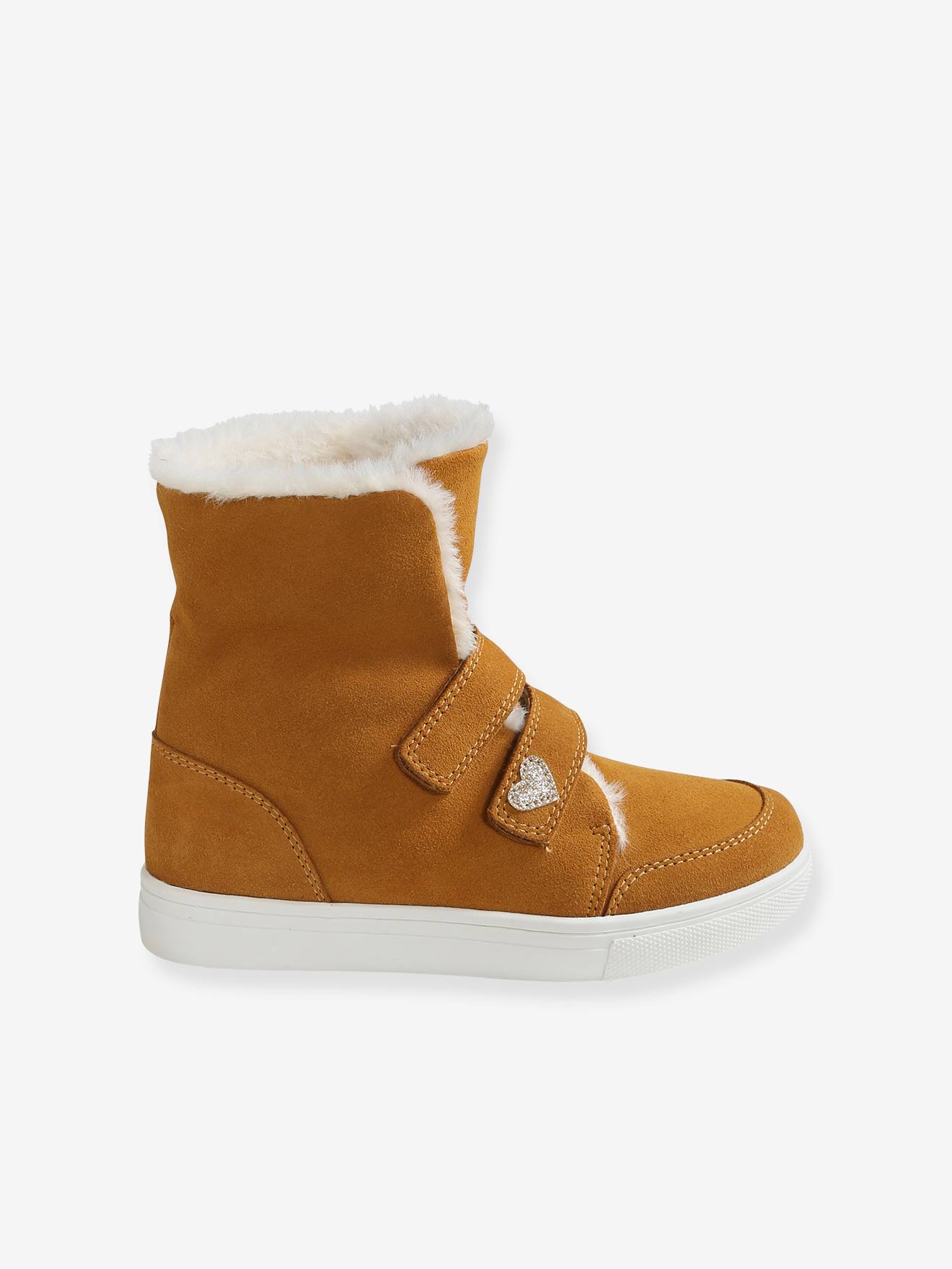 Bottines fourrées transformables en cuir fille camel