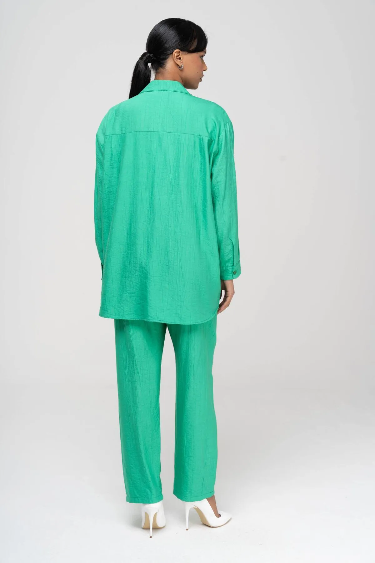 Olcay  Tuniği Hosenset mit elastischer Taille und Steindetail GRÜN 9222-TK