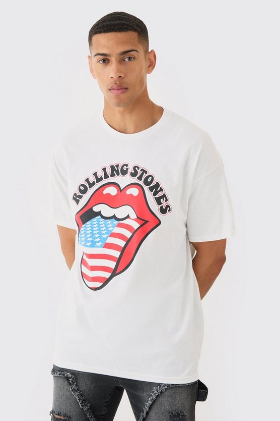 Oversize T-Shirt mit lizenziertem USA Rolling Stones Print