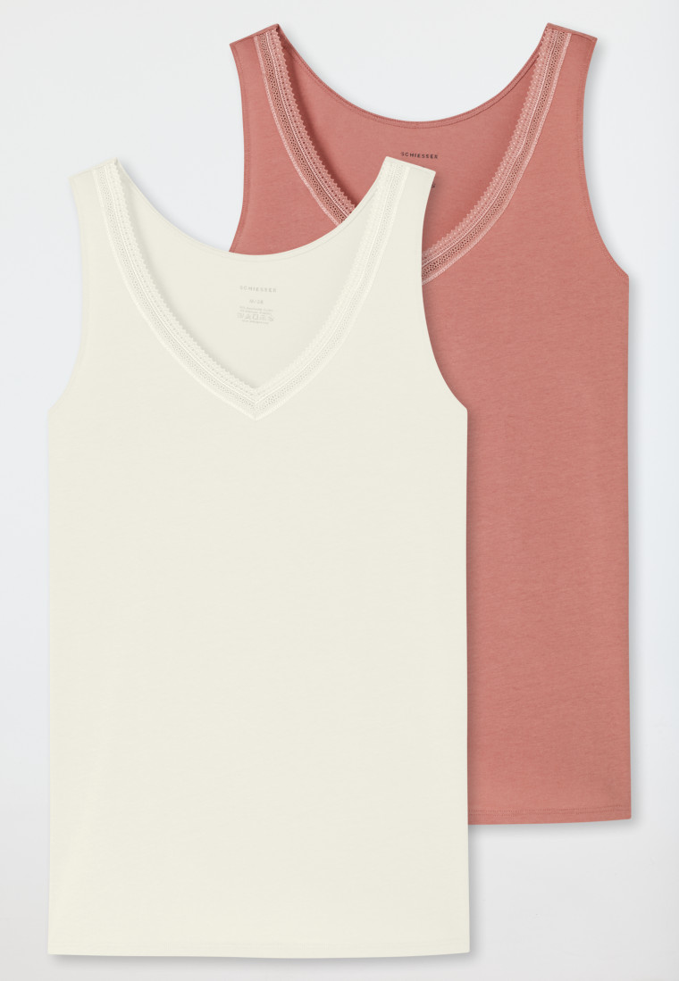 Trägertops 2er-Pack beige/siena - Cotton Lace