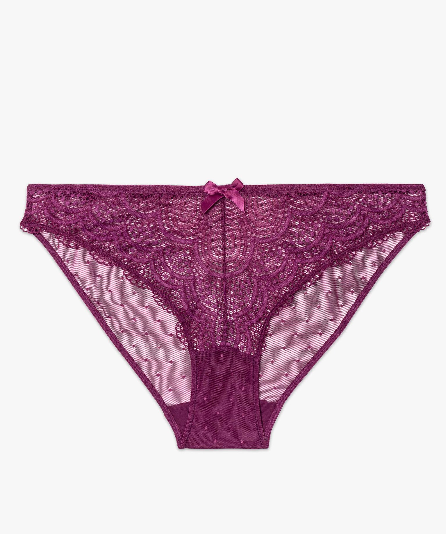 Culotte en dentelle et tulle femme (lot de 2) violet | GEMO
