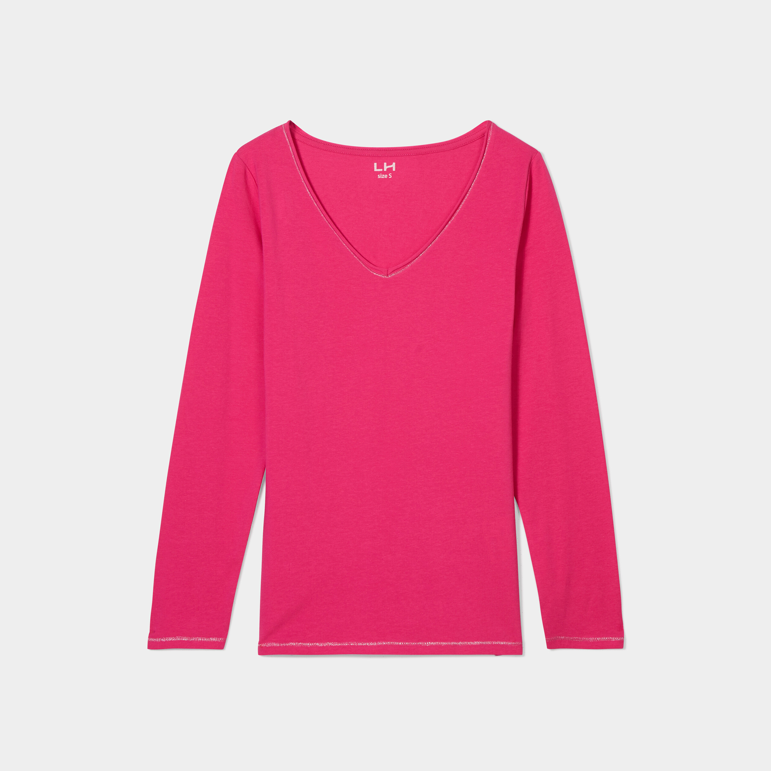 T-shirt manches longues rose fushia femme | La Halle
