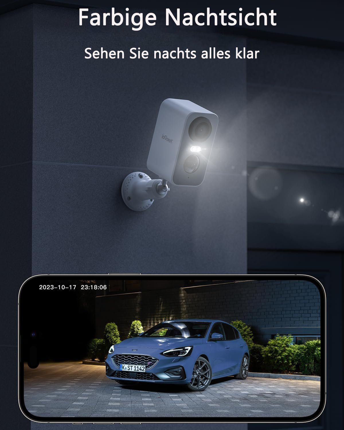 ieGeek 5MP Drahtlose Überwachungskameras Aussen Kamerasystem für zu Hause Überwachungskamera (außen/innen, Intelligente KI-Erkennung,Multi-User-Sharing,Cloud/SD Storage, Überwachung mit Bewegungslicht, Akku Kamera,Farbige Nachtsicht,WiFi IP, PIR-Bewe