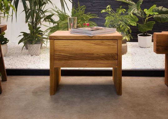 Massivmoebel24 Nachttisch Nachttisch Wildeiche 50x35x40 natur geölt JANGALI #719