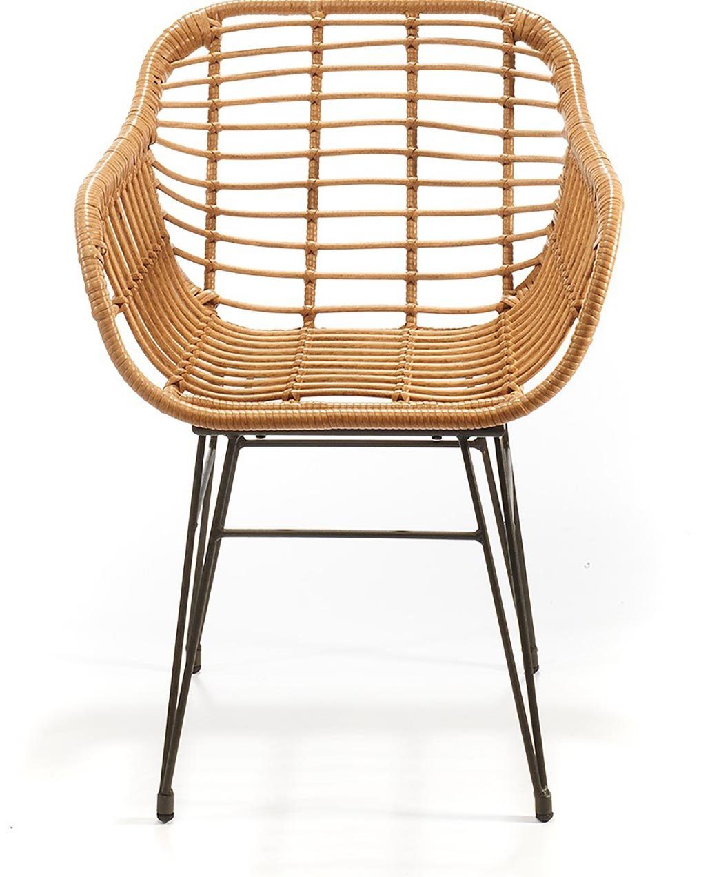 Kobolo 4-Fußstuhl Gartensessel Gartenstuhl RETRO inklusive Kissen (Polyrattan, 1 St)