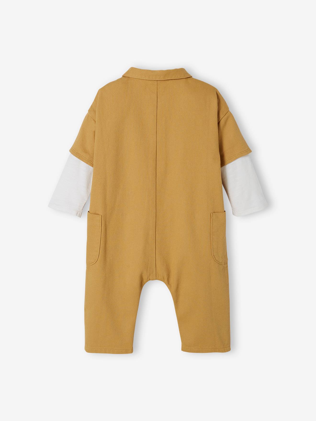 Combinaison bébé effet 2 en 1 moutarde