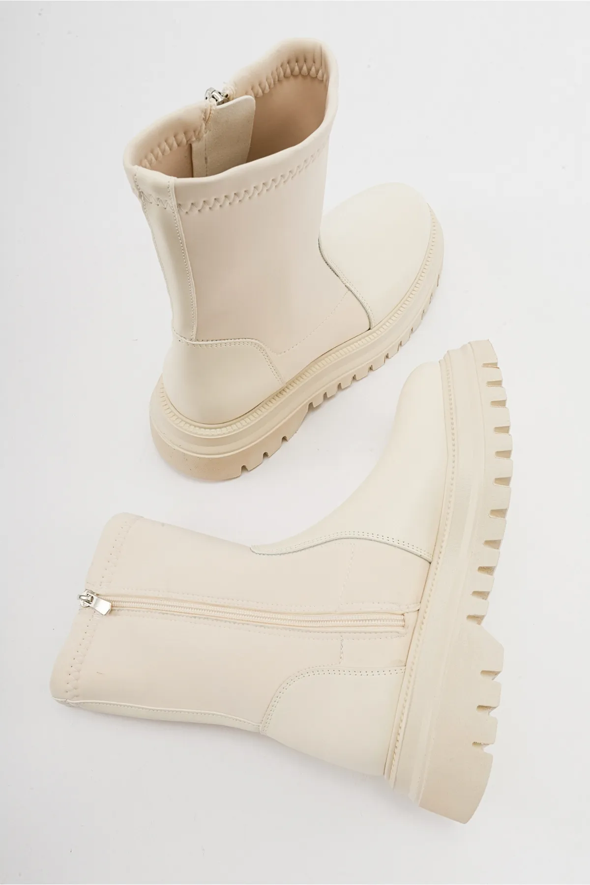 LuviShoes  ALİAS Beige Scuba Damenstiefel