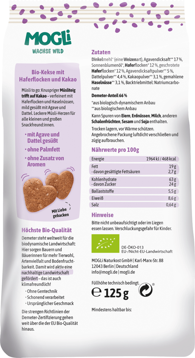Müsli Kekse, ab 3 Jahren, 125 g