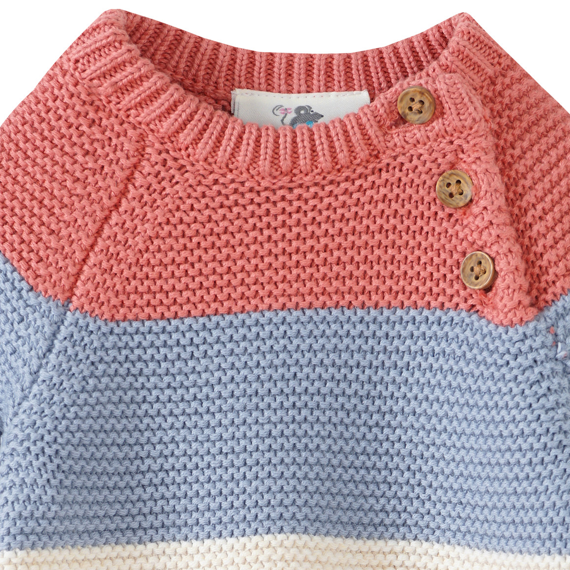 Baby Strickpullover mit Farbteiler