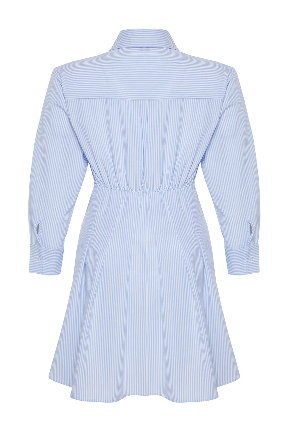 Trendyol Curve  Blaues, gewebtes Popeline-Kleid in Übergröße