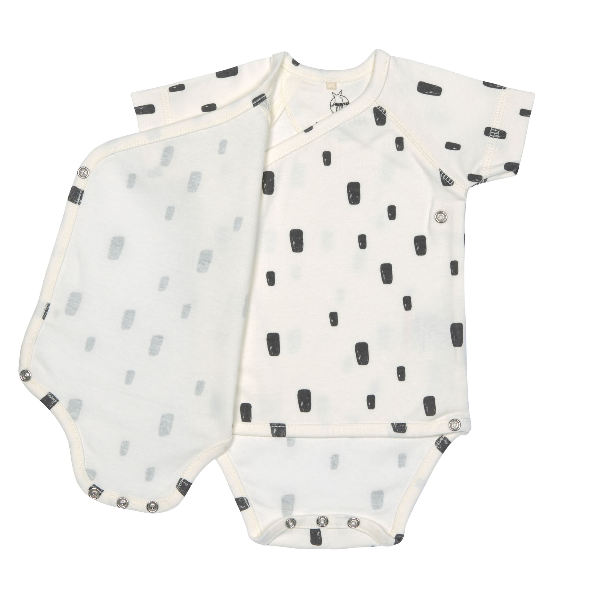 Baby Wickelbody kurzarm - Bio Baumwolle, Rechtecke, Weiß