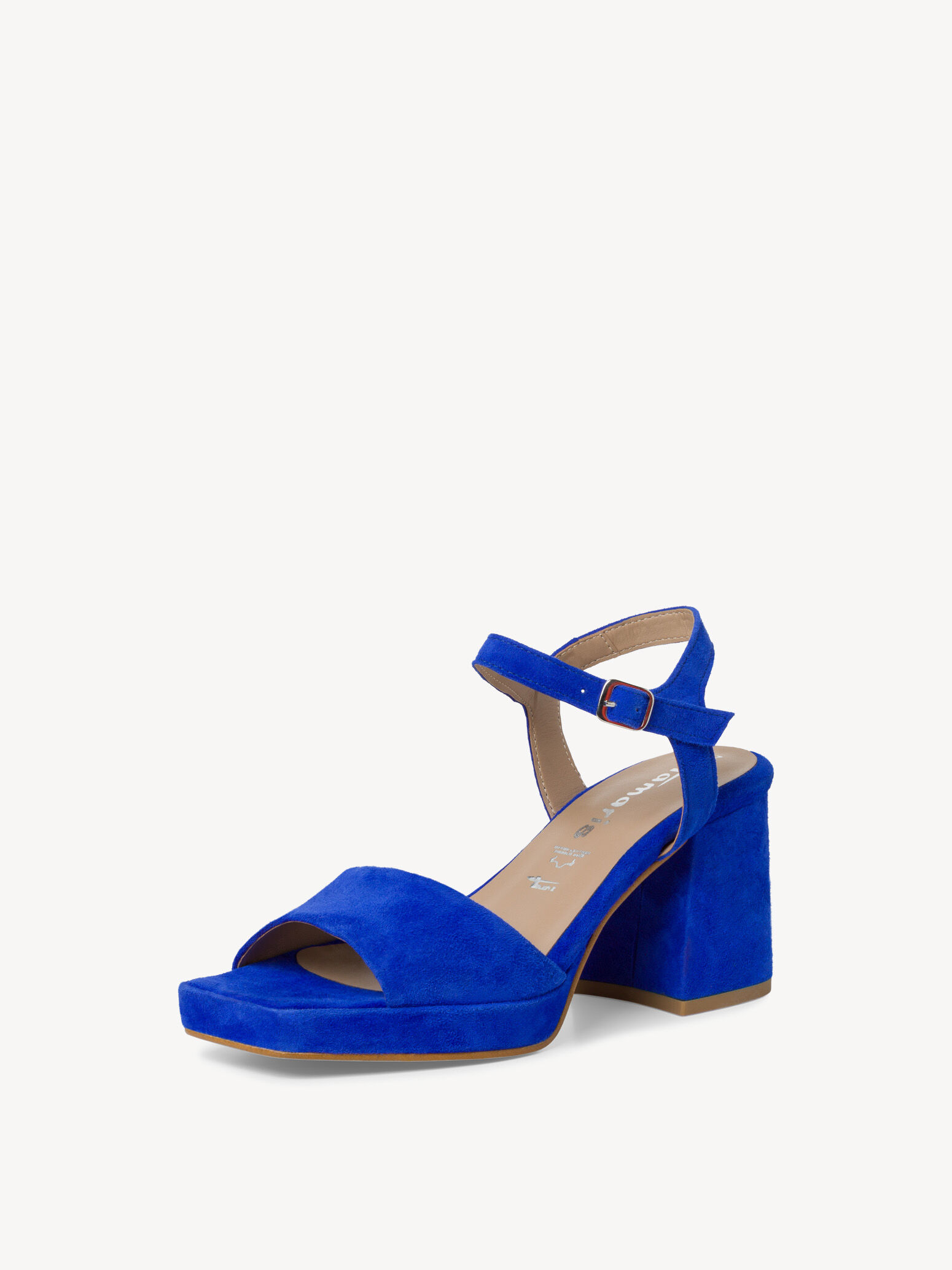 Sandale à talon en cuir - bleu