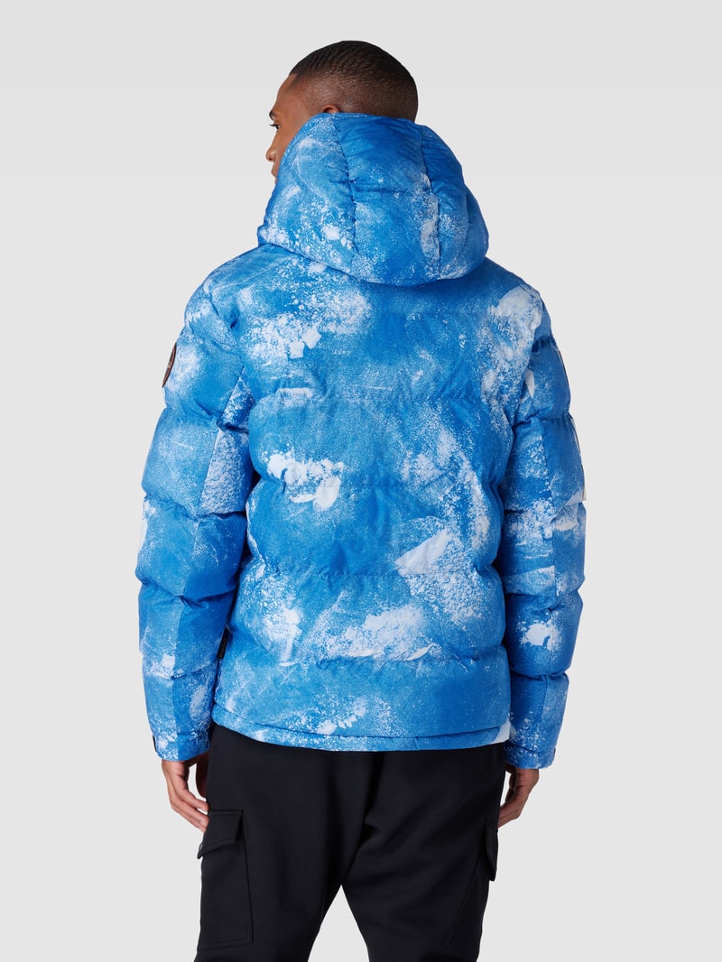 Winterjacke mit Allover-Muster Modell 'RASPEBALL' in blau