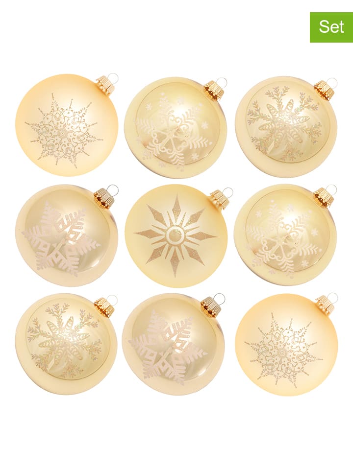 Krebs Glas Lauscha Christbaumkugeln in Gold - 9 Stück - Ø 8 cm günstig kaufen onesize