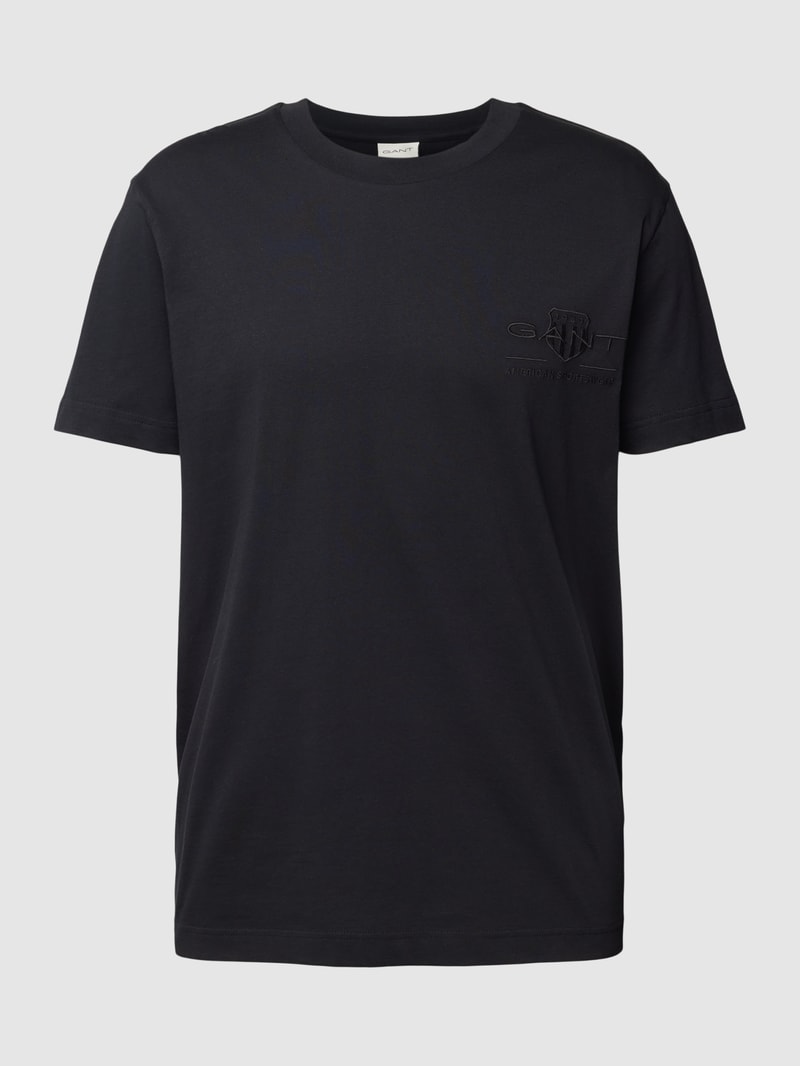 T-Shirt aus Baumwolle mit Label-Detail in schwarz