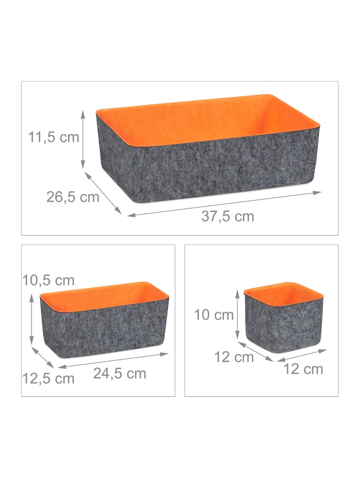 relaxdays 5 tlg. Schubladenorganizer in Grau/ Orange günstig kaufen onesize