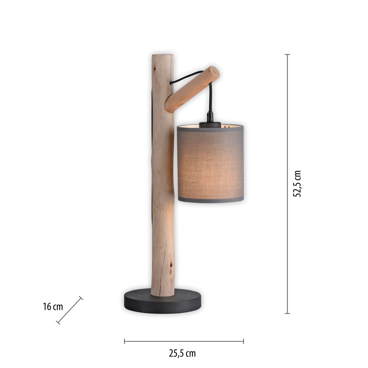 JUST LIGHT Tischleuchte GREEN TRIBU, 1x E27/10,00Watt max., Eukalyptusholz, Taupe